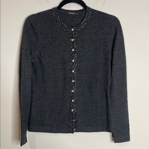 J. McLaughlin | 100% Merino Wool Cardigan Beaded Details Size Small